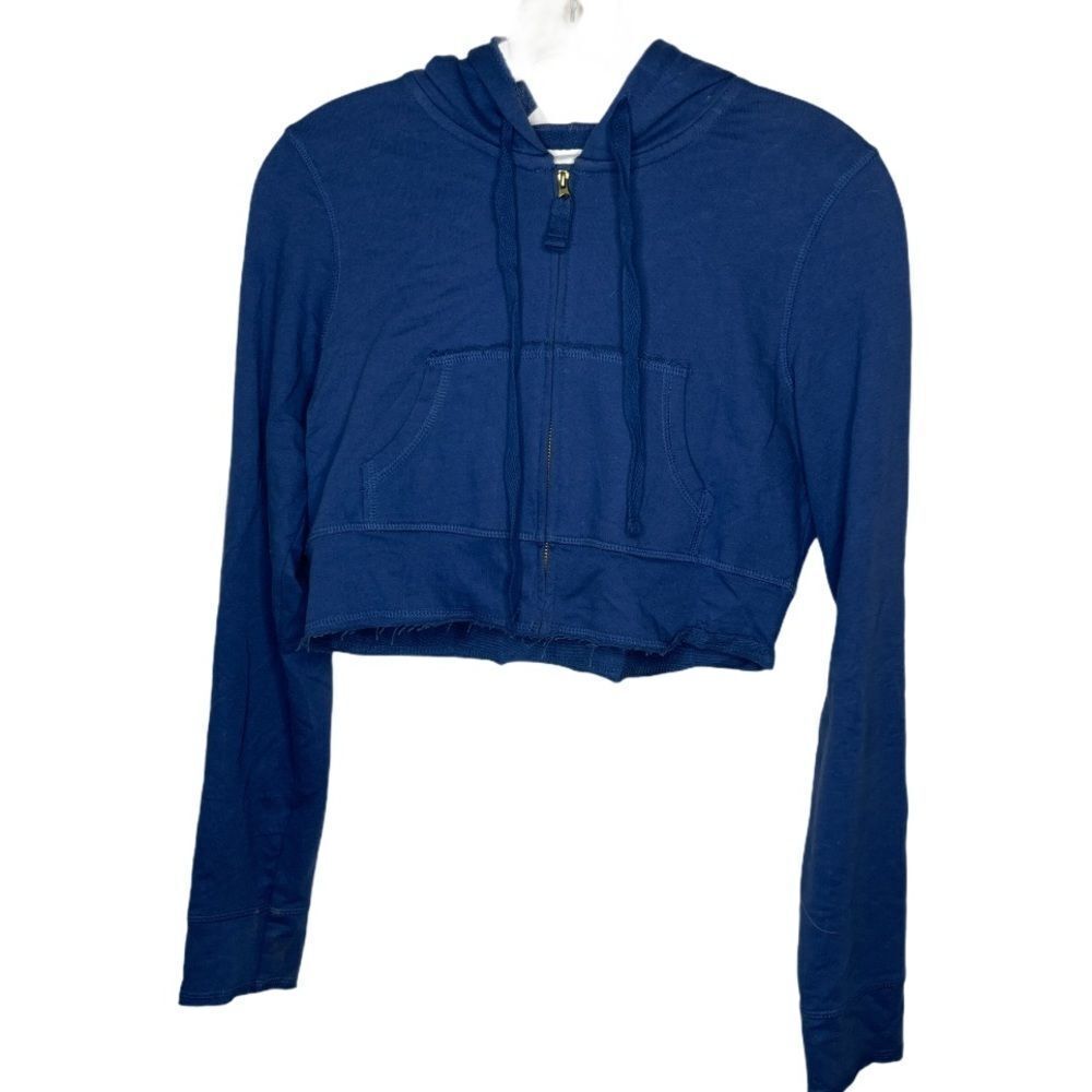 Love By Design Cropped Hoodie Jacket Blue
